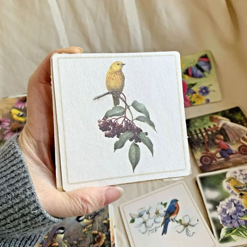 VTG Paper Coasters Lot Cottagecore Country Birds Flower (46 PCs) Mixed Used NEW